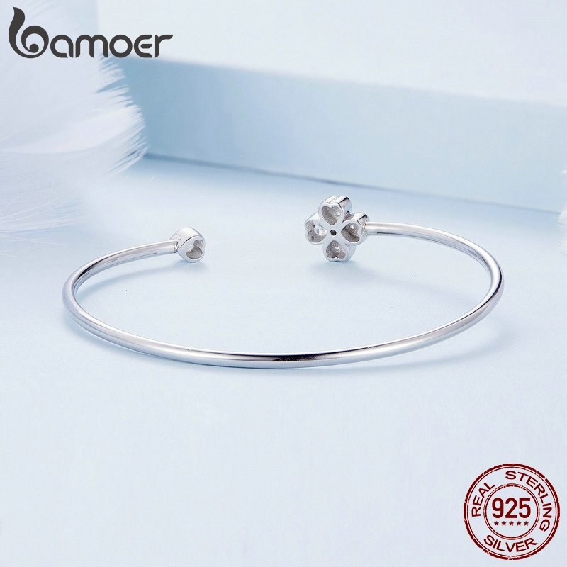 Vòng Tay Hở May Mắn Bamoer S925 Có Thể Điều Chỉnh Kích Thước Dành Cho Nữ
