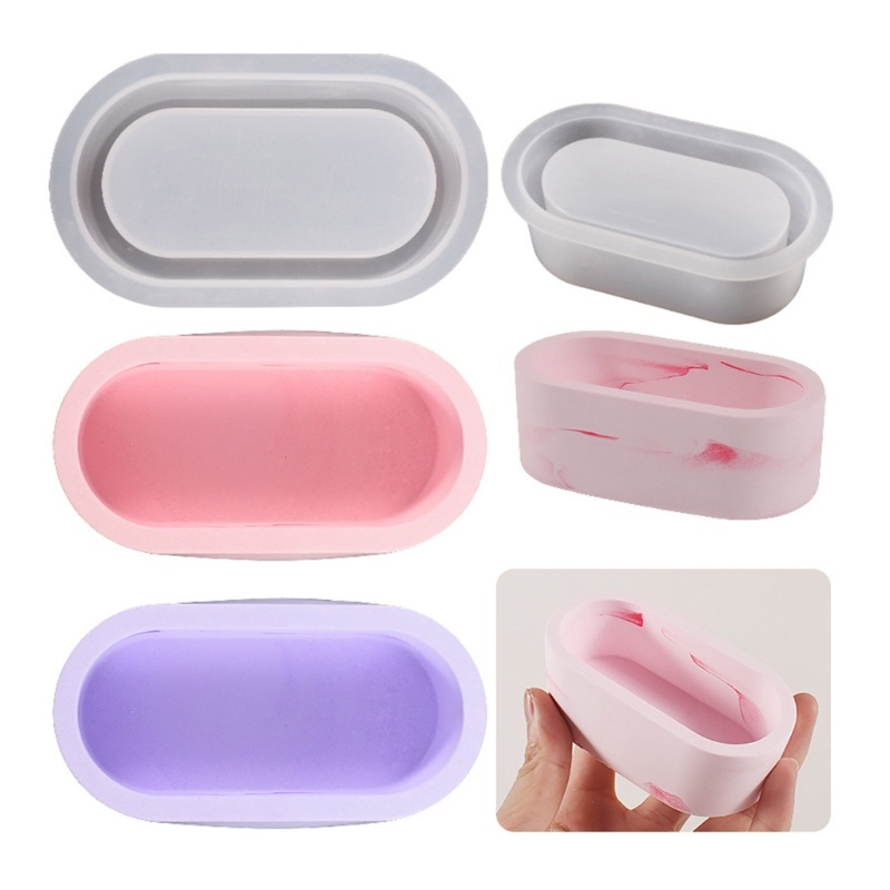 Khuôn Silicon Hình Oval Làm Chậu Hoa Resin Xi Măng DIY
