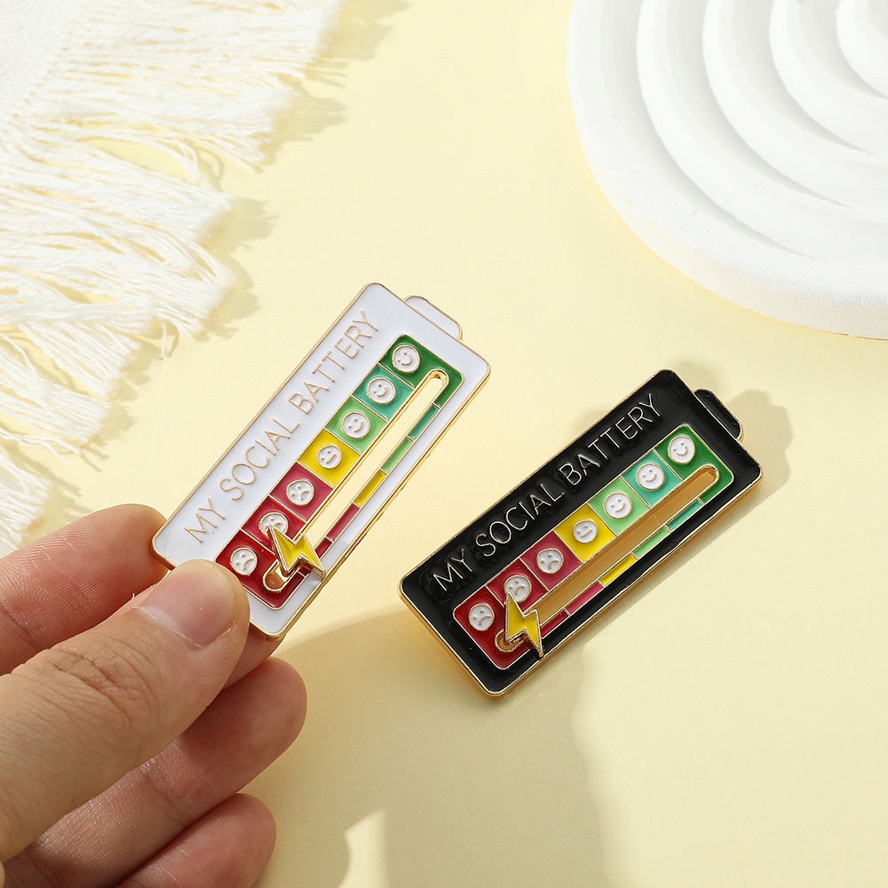 [Yunyuan] Huy Hiệu Kim Loại Đeo Ngực Tháo Rời Được Hình Pin Xã Hội Xã Hội 40X15Mm MY SOCIAL BATTERY
