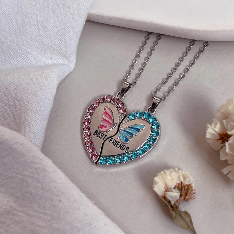 DASBSUG 1 Cặp Vòng Cổ Tình Bạn Bộ Từ Tính Bướm Quyến Rũ Móc Cổ Trái Tim Mặt Dây Chuyền Xương Đòn Dây Chuyền Cho Tốt Nhất Friendship