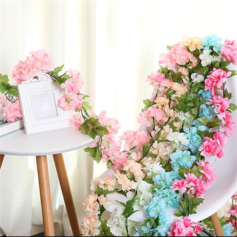 Dây Hoa Anh Đào Giả Bằng Lụa 2.3M Dùng Trang Trí Tiệc Cưới / Sinh Nhật