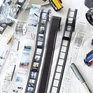 Jianwu 25mm * 200cm Phim Nghệ Thuật Series Vintage Đơn Giản Mực Trắng Chống Thấm Nước PET Băng Sáng Tạo DIY Tạp Chí Cắt Dán Trang Trí Văn Phòng Phẩm