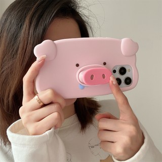 Ôp Điện Thoại Silicon Dẻo Hình Heo Hồng 3d Kèm Giá Đỡ Cho iphone 14 15 pro max 15 14 13 12 pro max 11 pro 14 plus xs max xr Ốp
