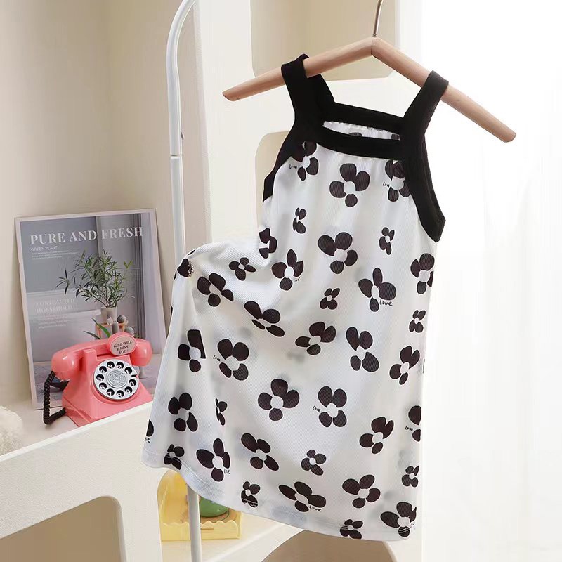 Sản phẩm mới Đầm Sling Bé Gái Mùa Hè Trẻ Em Hoa Băng Lụa Đầm Công Chúa B3GE