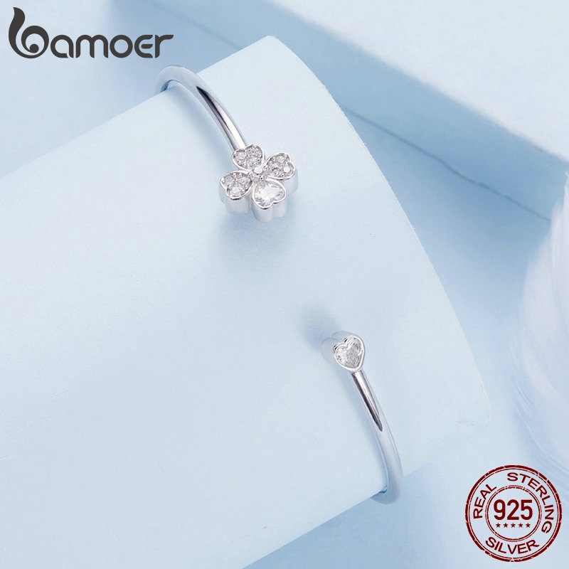 Vòng Tay Hở May Mắn Bamoer S925 Có Thể Điều Chỉnh Kích Thước Dành Cho Nữ