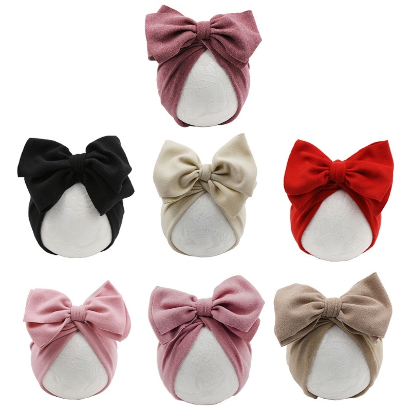 Tầm Nhìn Bé Turban Mũ Dễ Thương Màu Trơn Cotton Sơ Sinh Trẻ Sơ Sinh Beanie Ngọt Ngào Bé Gái