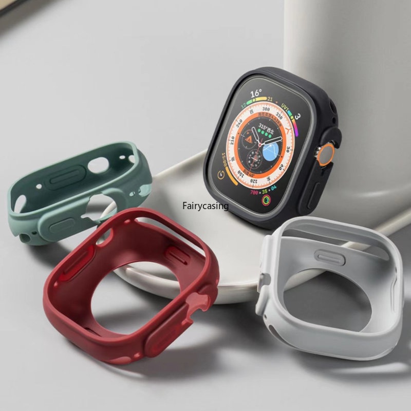 Nửa tay bảo vệ cho Apple Watch 46MM 42mm 8 7 6 5 4 SE 40 / 44 / 41mm Vỏ mềm silicon chống trầy xước cho IWatch Series 10 9 Ultra 2 49mm 45 / 44 / 42mm 3 2 1Phụ kiện