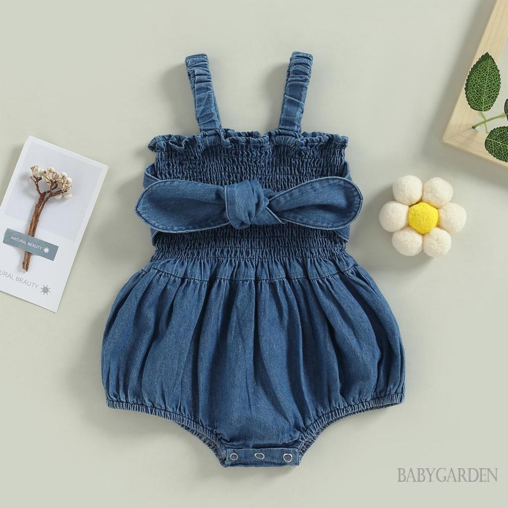 Áo Liền Quần Denim Không Tay Màu Sắc Đa Dạng Cho Bé Gái 0-18 Tháng Tuổi