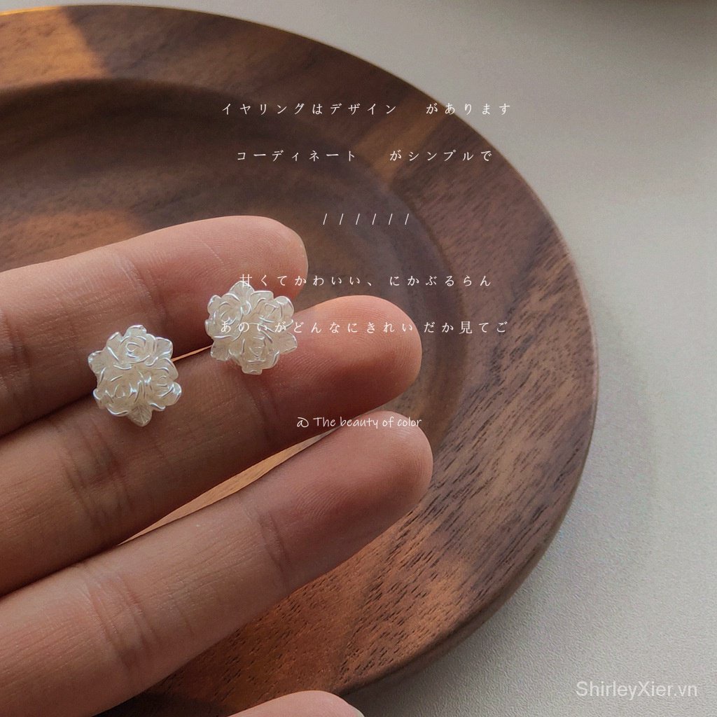 Hoa!Bông Tai Mạ Bạc 925 Hình Hoa Hồng Phong Cách Mới