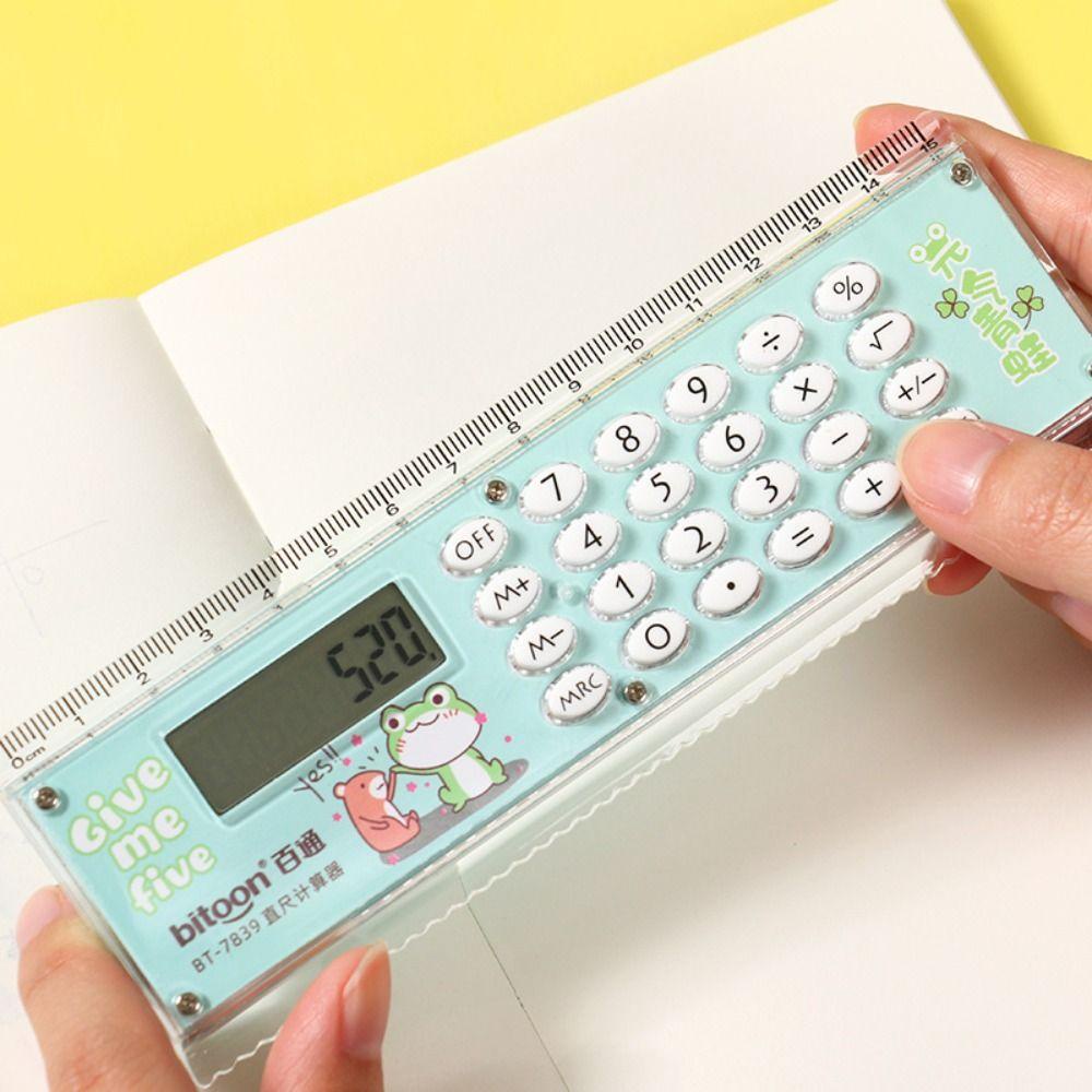 Thước máy tính GETVOW, với Máy tính 8 chữ số Thước thẳng 15CM, Học sinh cạnh thẳng 2 trong 1 đa chức năng