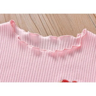 Bé & Trẻ Em Thời Trang Áo Cho Bé Gái Áo Thun Tay Ngắn Mới Ice Silk Trẻ Em Tay Ngắn Bằng Gỗ Viền Tai Cao Cấp