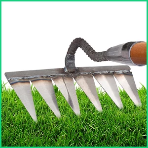 Rake Dụng Cụ Làm Cỏ Sáu Rake Bằng Thép Carbon Cao Cho Nông Trại Sân Vườn