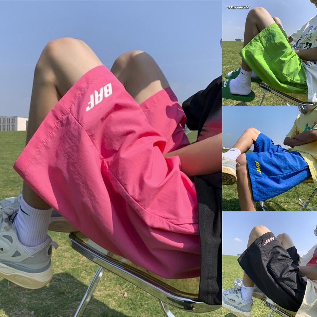Quần Short Thể Thao Dopamine Nữ Mùa Hè Mới Sấy Nhanh Màu Hồng Ống Thẳng Quần Short Rời Quần
