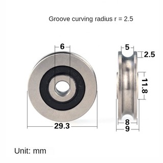 Ròng Rọc 6 * 29.3 * 8mm Bằng Thép Không Gỉ Chống Thấm Nước Không Gỉ Loại U SUS304