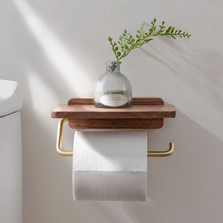 MANDY HOME  Giá Đỡ Cuộn Giấy Vệ Sinh Gắn Tường Bằng Gỗ Kèm Hộp Đựng Điện Thoại Di Động Tiện Lợi