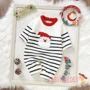 Bộ Áo Liền Quần Tay Dài In Họa Tiết Ông Già Noel Cho Bé 0-18 Tháng Tuổi