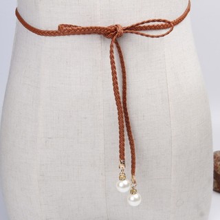 Thắt lưng bohemian vintage mỏng, trang trí ngọc trai trắng, phù hợp cho mùa hè