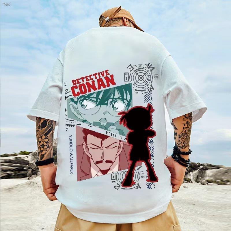 Giày Thể Thao Size S-5XL Thời Trang Năng Động Cho Nữ ◈♀ Áo Thun Tay Ngắn Dáng Rộng In Hình Thám Tử Conan Phong Cách Hip Hop Nhật Bản Cá Tính Cho Nam