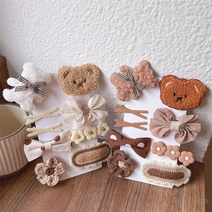 Set 9 Kẹp Tóc Hình Gấu Hoạt Hình Dễ Thương Cho Bé Gái
