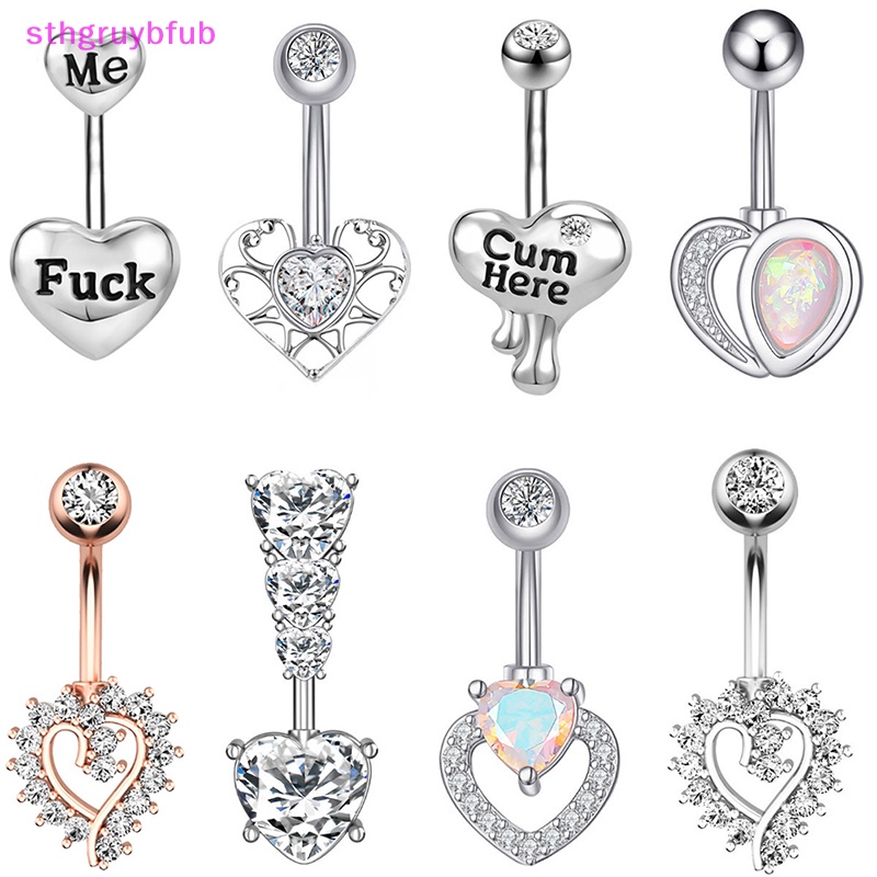 Khuyên Rốn Hình Trái Tim Đính Đá Zircon 14G