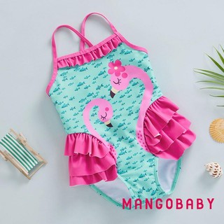 Bộ áo liền quần mùa hè cho bé gái MGG-Toddler Bikini, Bộ đồ bơi không tay in hình cá nhỏ Flamingo