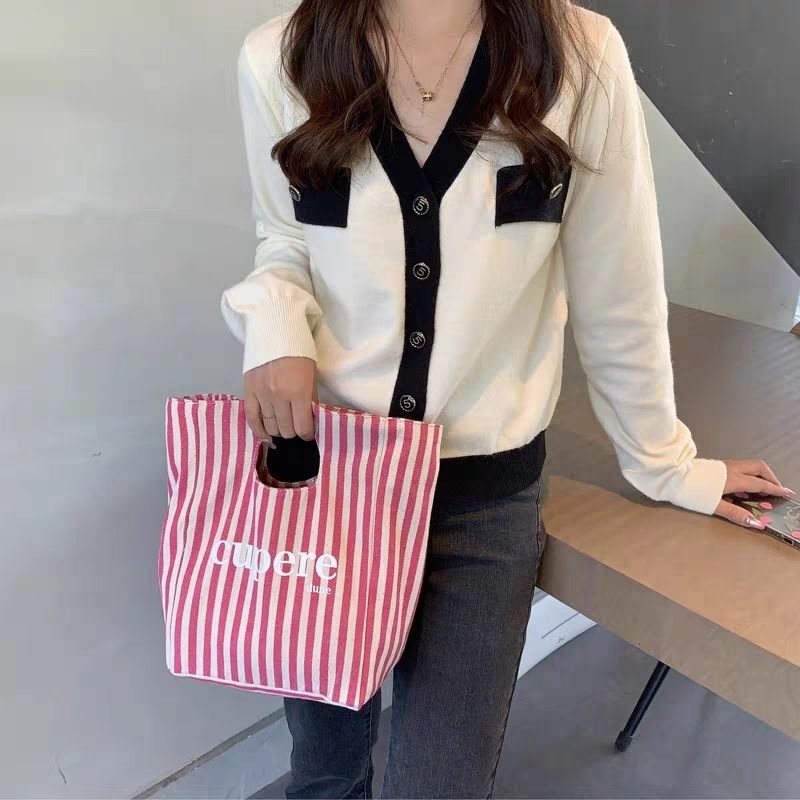 Túi đựng cơm Bento vải canvas phong cách Nhật Bản, giữ nhiệt, xách tay, kèm hộp cơm