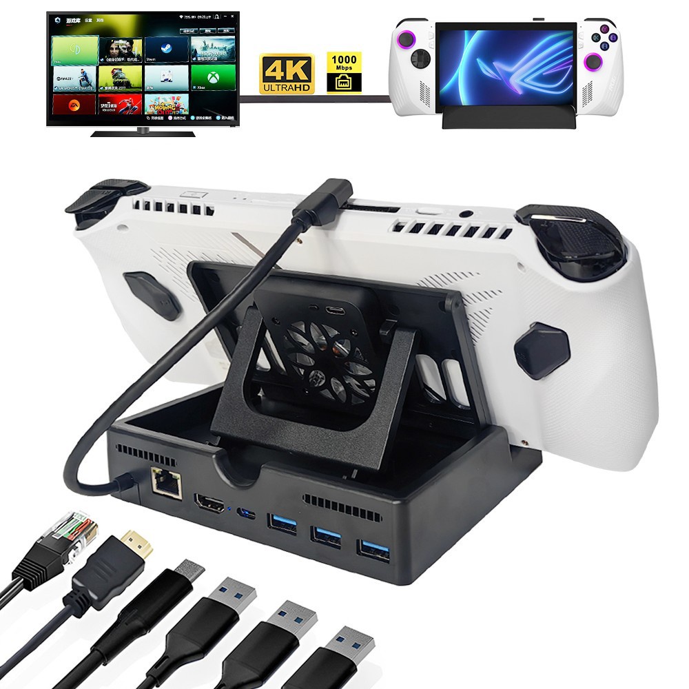 Dock Mở Rộng 6 Trong 1 Cho ASUS ROG Ally Steam Deck Với HDMI 4K @ 60Hz Gigabit Ethernet Sạc Type-C