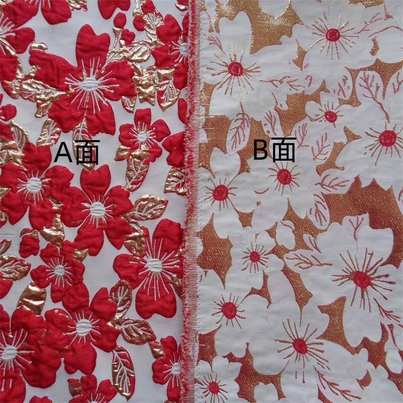 Vải Jacquard nổi ba chiều dệt vàng sợi nhuộm hoa lớn bong bóng - Chất liệu tự làm cho váy nữ năm mới, 1 mét