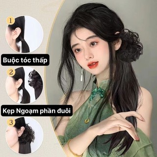 Tóc Giả Đuôi Ngựa Thẳng Kèm Búi Xoăn Phong Cách Trung Hoa HaminStore