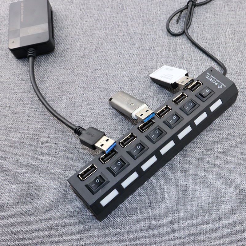 [HCM]Bộ Chia Cổng USB, USB Hub 7 Port Có Công Tắc | Shopee Việt Nam