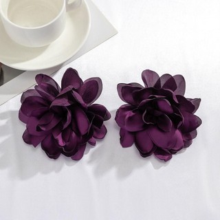 Bông tai hoa lớn SMILE, Bông tai phóng đại bằng vải thiết kế sang trọng, Trang sức tai thời trang đám cưới dành cho nữ Cô gái