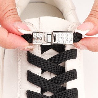 MỚI Từ Kim Cương Giả Trang Trí Không Dây Buộc Giày Dây Giày Không Dây Đàn Hồi Ren Sneaker Trẻ Em Người Lớn Mở Rộng Dây Giày Phẳng