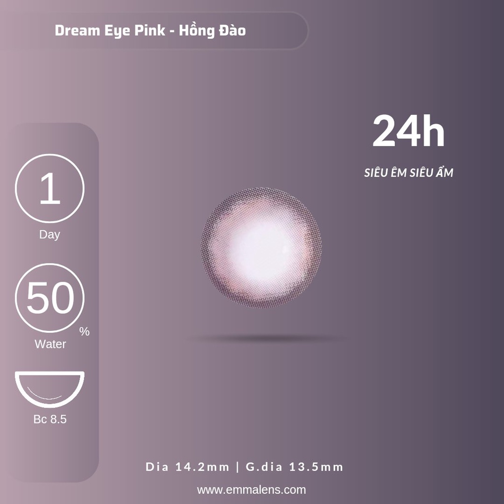 Kính áp tròng 1 Ngày Dream Eye | Lens 1 ngày tím mix viền đen nhũ | Emma Lens