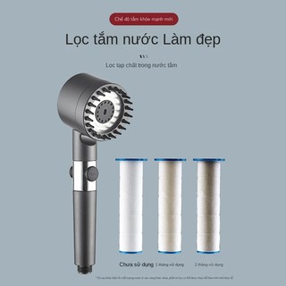 Vòi Sen Tăng Áp - Đầu Vòi Hoa Sen Mát Xa- 4 Trong 1 - 3 Chế Độ Áp Suất Cao Tiết Kiệm Nước - Lõi Cotton Lọc Cho Nhà Tắm