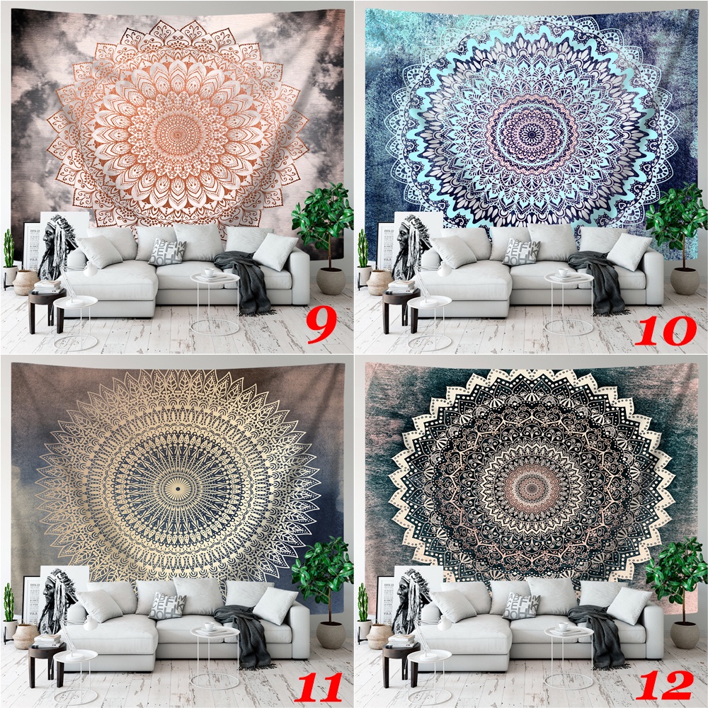 Thảm Treo Tường Bằng Polyester Họa Tiết Mandala Kèm Kẹp Trang Trí Nội Thất