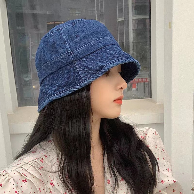 Mũ nón bucket jean nam nữ, mũ bucket bò denim vành cụp Uzzlang thời ...