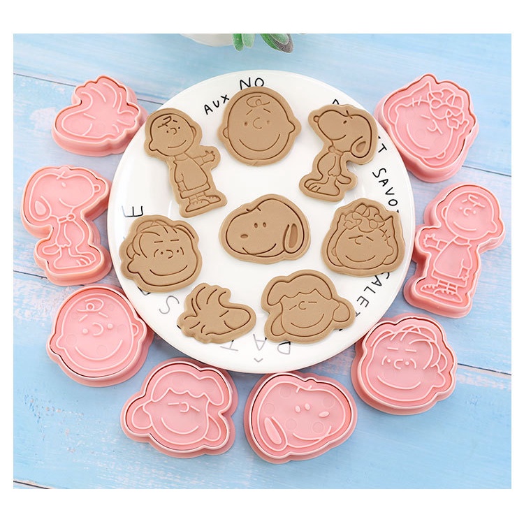 Khuôn cắt bánh quy hoạt hình 3D, 8 khuôn/bộ, bấm tạo hình trái cây, dùng cho bánh ngọt, bánh trung thu, thực phẩm bổ sung, hấp, dụng cụ nướng