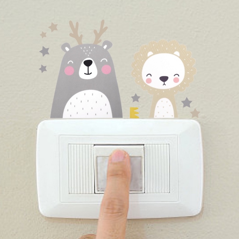 Miếng Dán Ổ Cắm Điện Bằng PVC Chống Nước Chống Bụi Họa Tiết Động Vật Dễ Tháo Rời