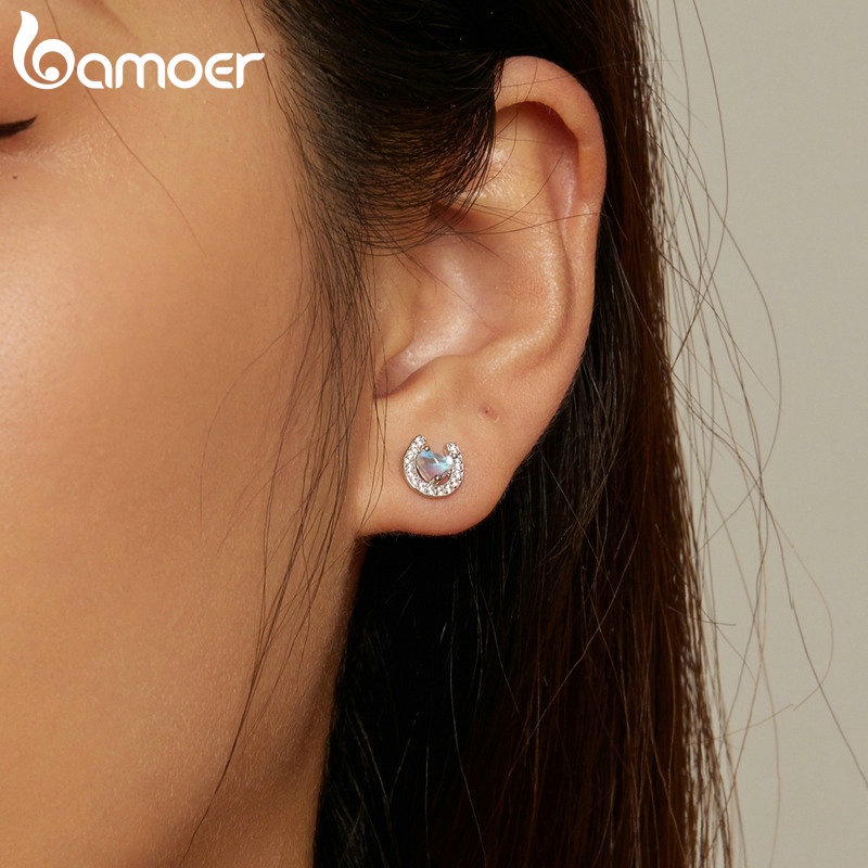 Bamoer Bông Tai Bạc 925 Hình Móng Ngựa sce1612