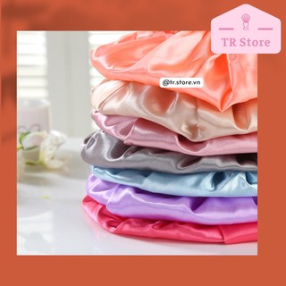 Mũ Trùm Đầu Khi Tắm Satin - 2 Lớp Chống Thấm, Hỗ Trợ Ủ Tóc Hấp Dầu