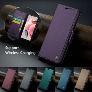 RFID Vỏ Cho Redmi Note 12 Pro Note 11 Pro Note 10 10s 9 Bao Da Điện Thoại Dạng Ví Nắp Lật Không Dây Có Ngăn Đựng Thẻ