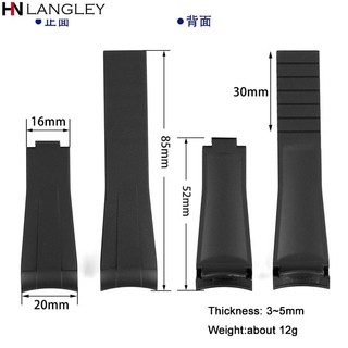 Dây Đeo Đồng Hồ Bằng Cao Su Silicone Đầu Cong 20mm Chống Nước Cho Rolex GMT Daytona Suburbe 9X16Mm