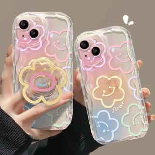 Giá đỡ trong suốt Vỏ hoa tình yêu màu hồng cho iPhone 14 13 12 11 Pro MAX Mini 6 6S 7 8 Plus X XS MAX XR SE Kem lập thể mềm Wave Edge Vỏ điện thoại di động giá rẻ