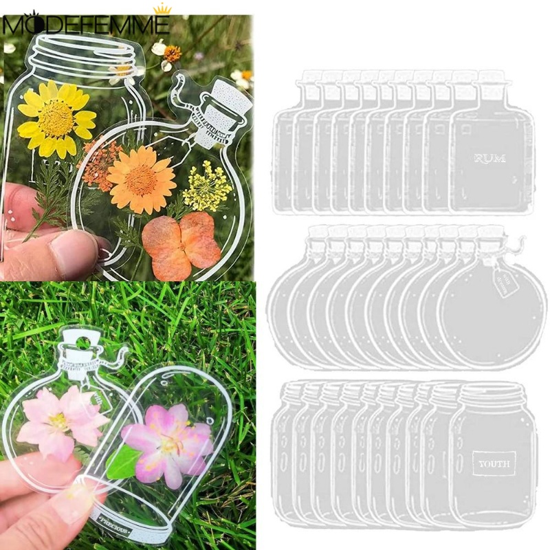 Bộ 20 Miếng Dán Đánh Dấu Trang Sách Trong Suốt Họa Tiết Hoa Khô Xinh Xắn DIY