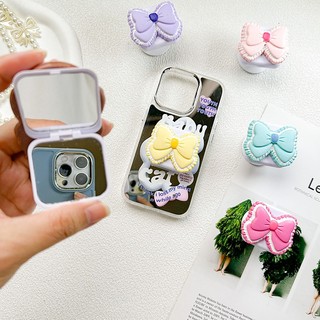 Giá Đỡ Điện Thoại Hình Nơ Tráng Gương Màu Trơn Dễ Thương