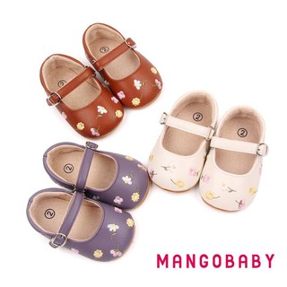 Mg-baby Girls Mary Jane Flats Da PU Trẻ Sơ Sinh Đầm Giày Thêu Hoa Giày Công Chúa