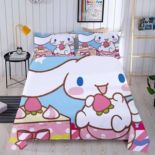 G13 Sanrio Cinnamoroll 3in1 Bộ chăn ga gối ga trải giường Vỏ chăn ký túc xá có thể giặt thoải mái Bộ đồ gia đình G13