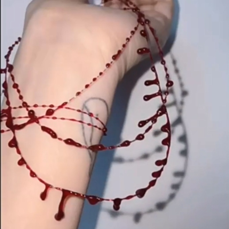 KIKIN Halloween Đảng Máu Chokers Vòng Cổ Điều Chỉnh得去除重复关键词后的内容有些许信息丢失，我将优化并保留所有相关信息：<optimized>KIKIN Halloween Đảng Máu Chokers Vòng Cổ Điều Chỉnh nhỏ Giọt Máu Xương Đòn Dây Chuyền Dainty Trang Sức Cho Women