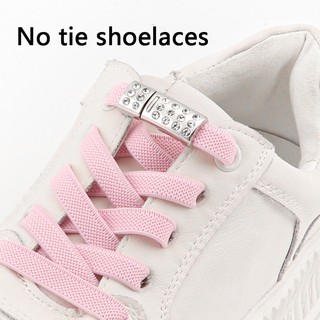 MỚI Từ Kim Cương Giả Trang Trí Không Dây Buộc Giày Dây Giày Không Dây Đàn Hồi Ren Sneaker Trẻ Em Người Lớn Mở Rộng Dây Giày Phẳng