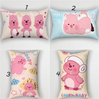 Vỏ gối polyester hoạt hình Zanmang Loopy màu hồng, hình chữ nhật, trang trí sofa, không kèm lõi gối